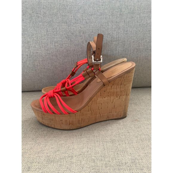 COACH Georgian Neon Cork Wedges Sz 9 - Picture 6 of 10
